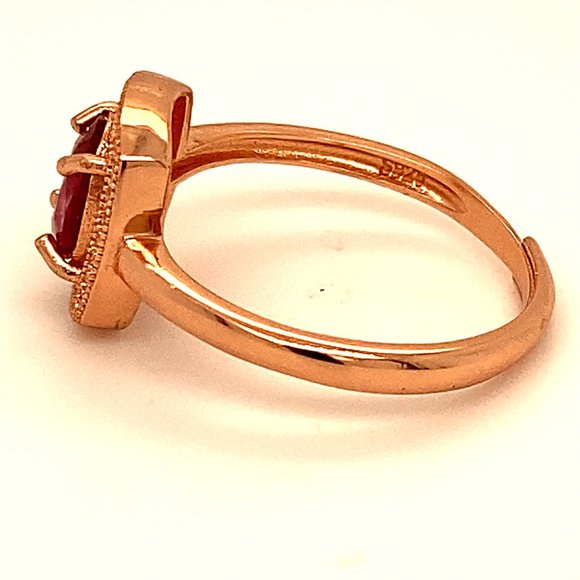 Red Tourmaline .80ct Rose Gold Finish Silver Ring - Picture 5 of 6